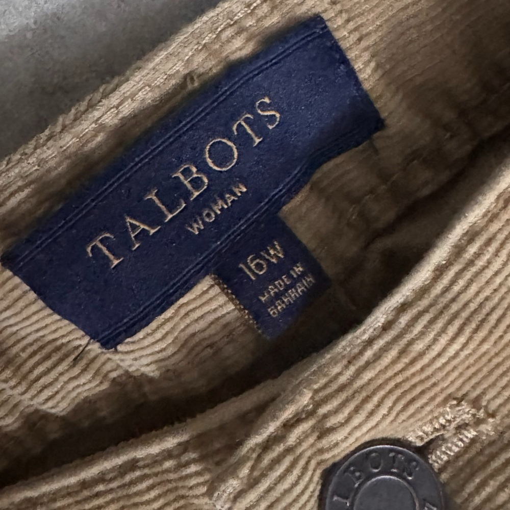 Talbots Womens Curvy Straight Leg Corduroy Pants Warm Beige Size 16 Trousers - Picture 6 of 10